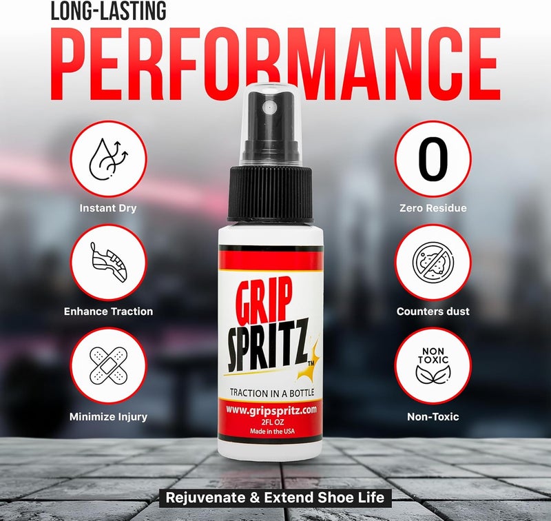 Grip Spritz رذاذ تعزيز قبضة أحذية كرة السلة - معزز تماسك الأحذية - يطيل عمر الحذاء ويزيد الأداء - حزمة على مدار السنة - زجاجتان من رذاذ قبضة الأحذية منشفة - Image 5